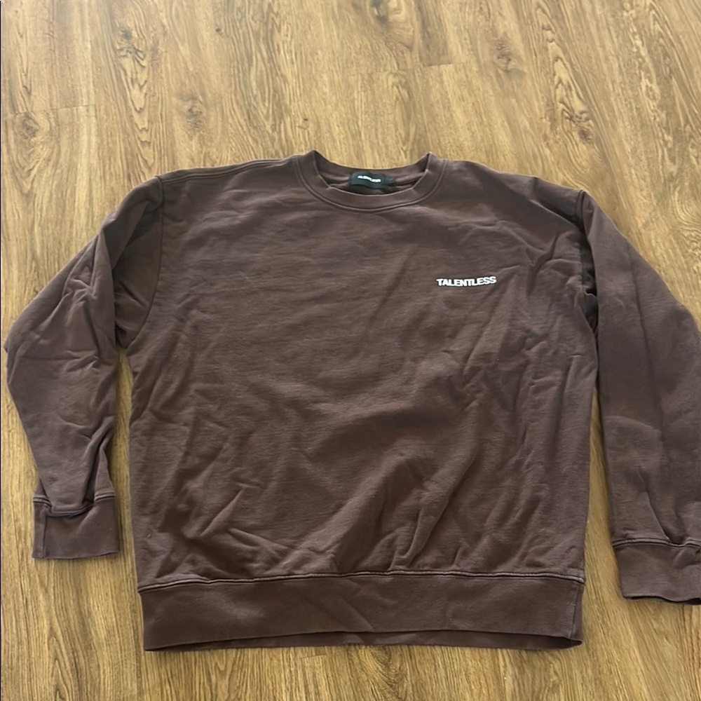 Talentless Brown Crewneck Sweater Relaxed Fit